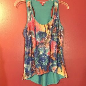 Sequin Blue Top - tank top - summer tank